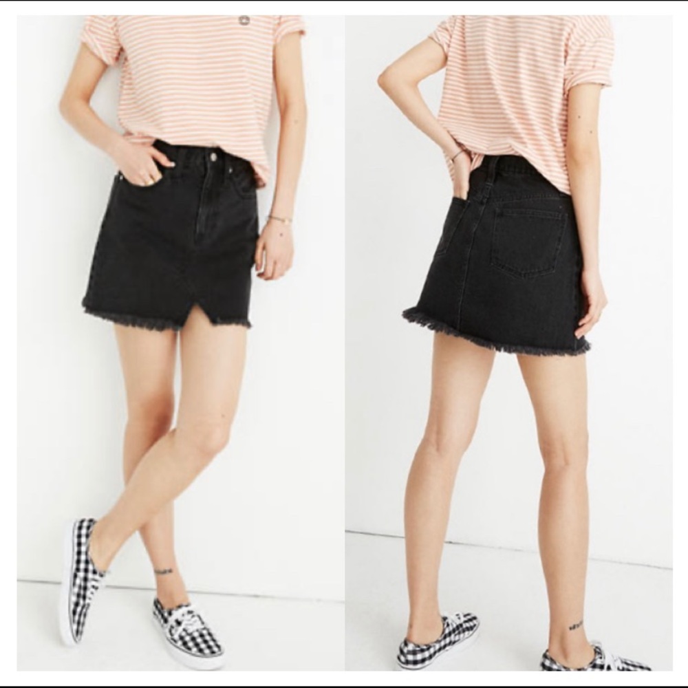Madewell Rigid Denim A-Line Mini Skirt Black